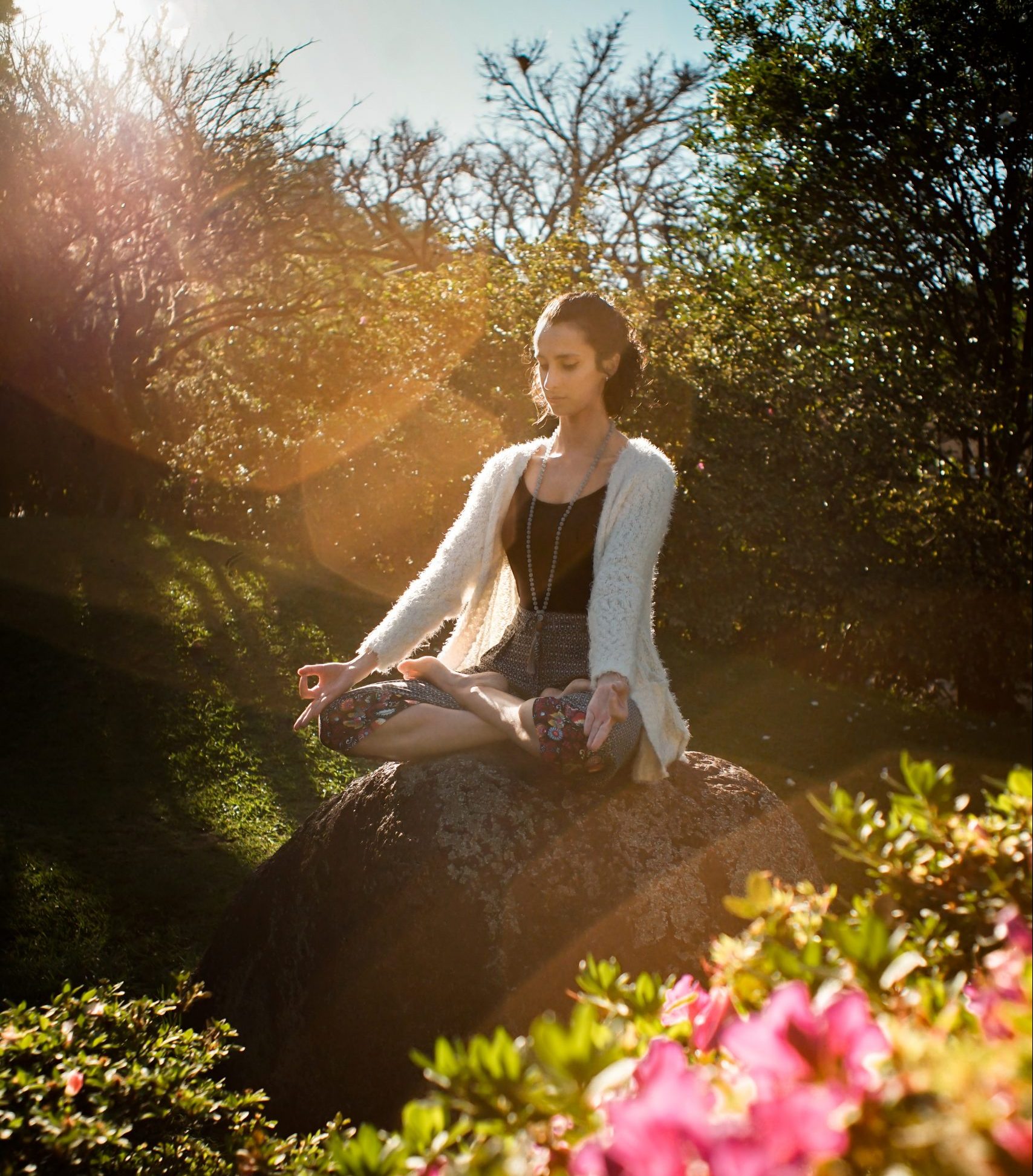 Girl meditating for inner peace